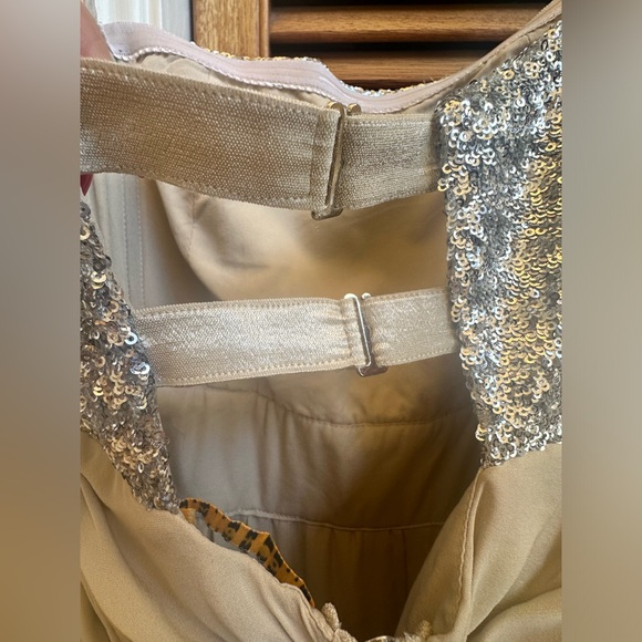 Alice + Olivia Womens Dress Size 2 Silver Taupe Sequined Sheath Strapless Short - Picture 11 of 16